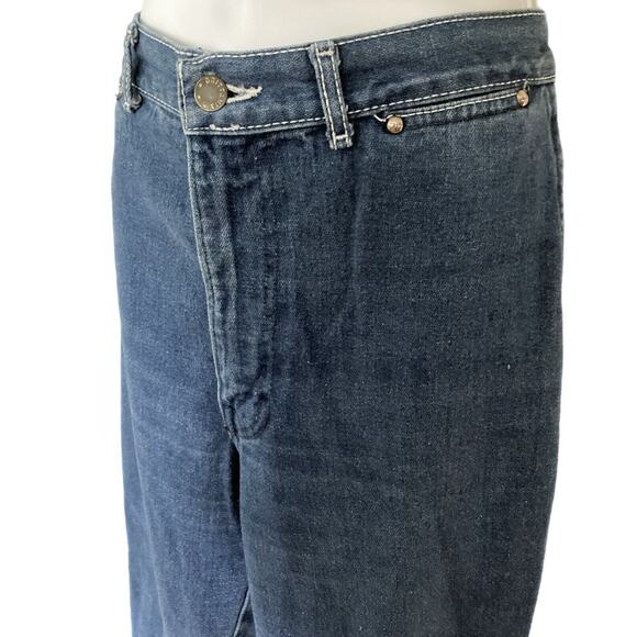 Vintage 70s Boho Hippie Brittania High Rise Blue Denim Flare Jeans Size 27 - Picture 3 of 7